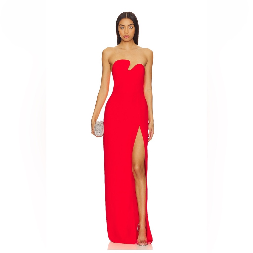 Amanda Uprichard X REVOLVE Strapless Puzzle Gown in Crimson Small
